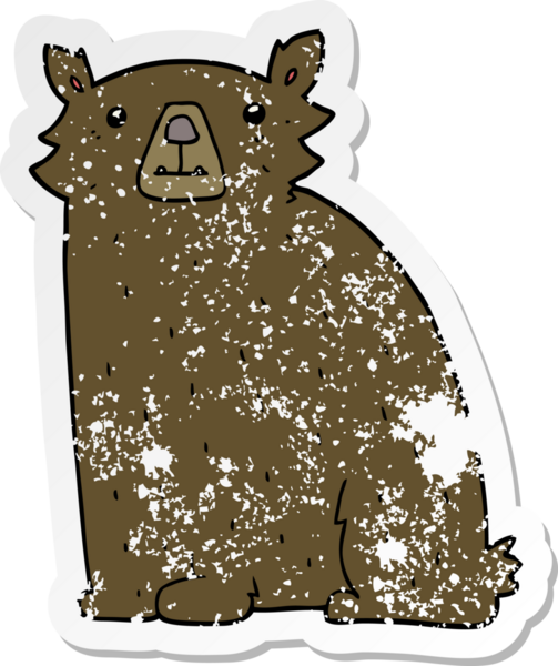 Bir insan tarafından çizilmiş karikatür ayısının sıkıntılı çıkartması.