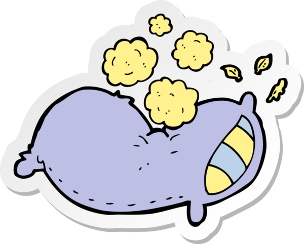 Bir insan tarafından çizilmiş karikatür yastığının çıkartması.