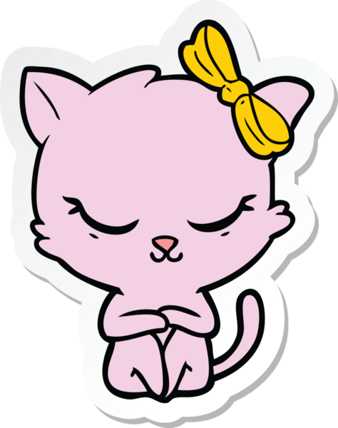 Bir insan tarafından çizilmiş şirin bir çizgi film kedisinin çıkartması.