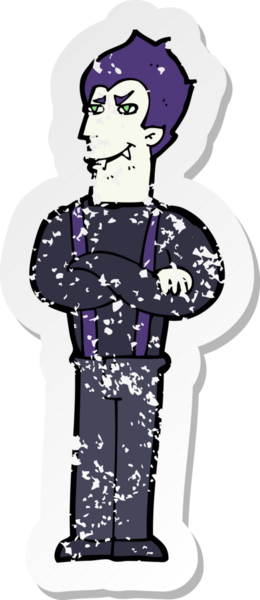 Bir insan tarafından çizilmiş bir vampir çizgi filminin gerilimli yapıştırması.