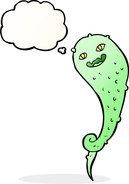 Bir insan tarafından çizilmiş düşünce baloncuklu karikatür hayaleti.