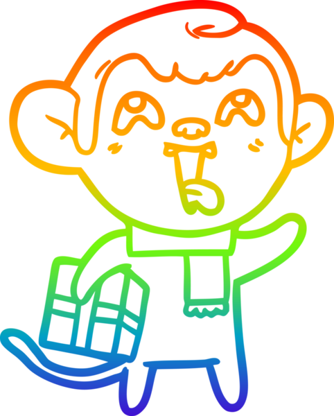 gökkuşağı gradyan çizimi çılgın bir çizgi maymun ve bir insan tarafından çizilmiş noel hediyesi