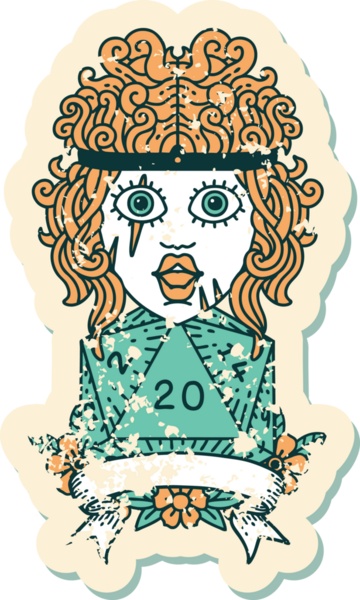 Retro Dövme Tarzı İnsan Barbarlığı Bir insan tarafından çizilmiş 20 zar ile