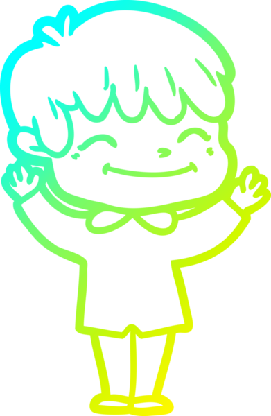 Bir çizgi film karakteri çizen soğuk çizgi bir insan tarafından çizilmiş mutlu çocuk.