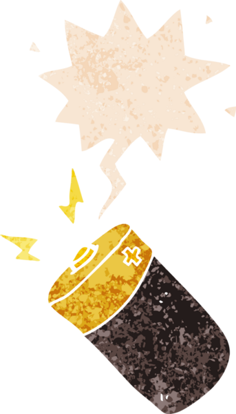 grunge ile konuşma balonu ile çizgi film bataryası sıkıntılı retro tarzı bir insan tarafından çizilmiş