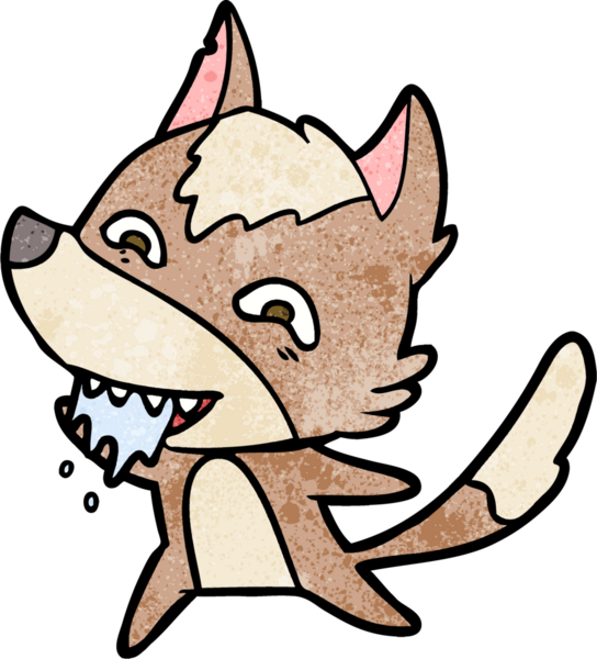 Bir insan tarafından çizilmiş aç kurt çizgi filmi.