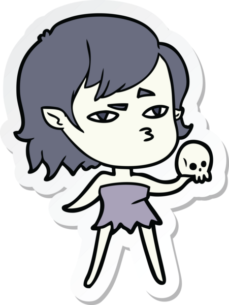 Bir insan tarafından çizilmiş vampir bir kızın çıkartması.