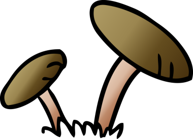 Bir insan tarafından çizilmiş mantarların gradyan karikatürü.