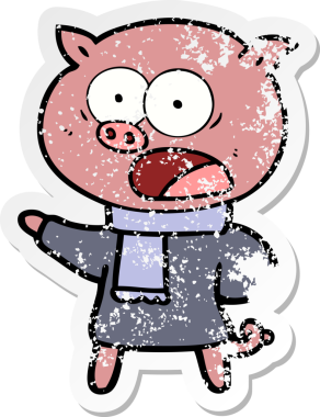 Bir insan tarafından çizilmiş bağıran bir domuzun sıkıntılı çıkartması.