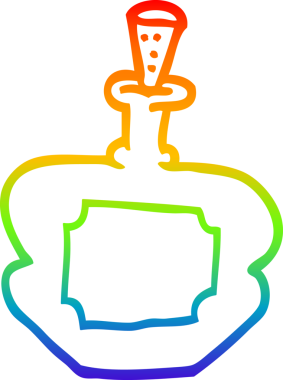 Bir insan tarafından çizilmiş karikatür parfüm şişesinin çizimi.