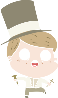 Düz renkli çizgi film karakteri bir insan tarafından çizilmiş vampirleri avlıyor.