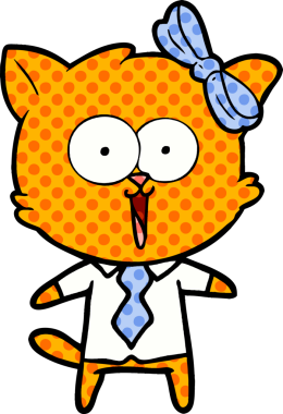 Bir insan tarafından çizilmiş çizgi film kedisi.