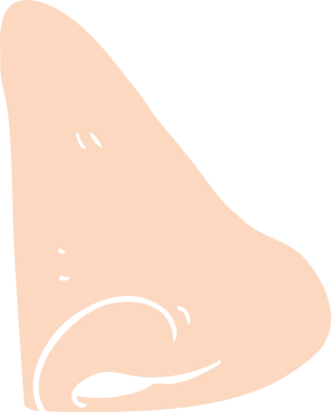 Bir insan tarafından çizilen insan burnunun düz renk çizimi