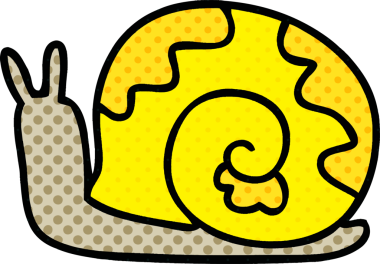 Bir insan tarafından çizilmiş çizgi roman tarzı tuhaf bir salyangoz.