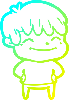 Bir insan tarafından çizilmiş mutlu çizgi film çocuğu çizimi.