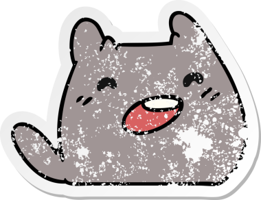 Bir insan tarafından çizilmiş kawaii kedisinin sıkıntılı karikatür çizimi