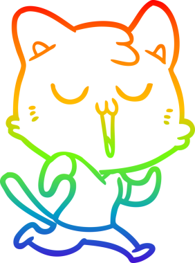 gökkuşağı gradyan çizgi çizimi bir insan tarafından çizilmiş bir çizgi film kedisi
