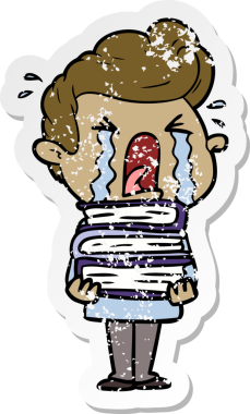 Bir insan tarafından çizilmiş ağlayan bir karikatür çıkartması.