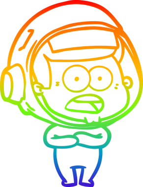 gökkuşağı gradyan çizgi çizimi bir insan tarafından çizilmiş astronot şaşırttı