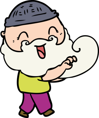 Bir insan tarafından çizilen mutlu sakallı adam