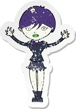 Bir insan tarafından çizilmiş vampir bir kızın gerilimli çıkartması.