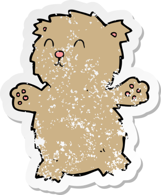 Bir insan tarafından çizilmiş oyuncak ayının gerilimli çıkartması.