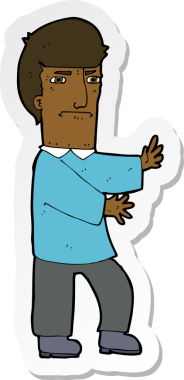 Bir insan tarafından çizilmiş huysuz bir adamın çıkartması.