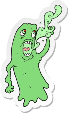 Bir insan tarafından çizilmiş bir hayaletin çıkartması.