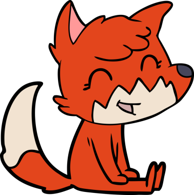 Bir insan tarafından çizilmiş mutlu çizgi film tilkisi.