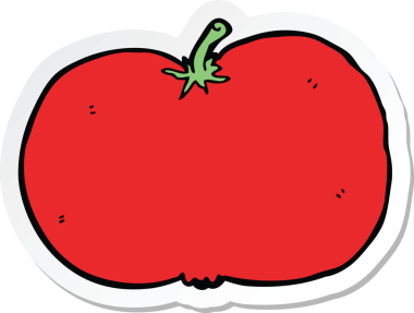 Bir insan tarafından çizilmiş bir domates etiketi.