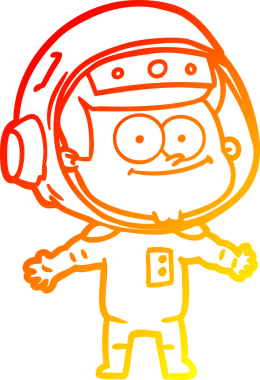 Bir insan tarafından çizilmiş mutlu bir astronot çizgi filminin sıcak gradyan çizimi