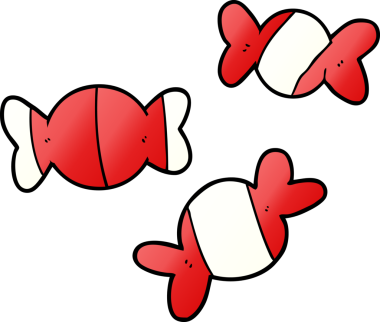 Bir insan tarafından çizilmiş şekerler.