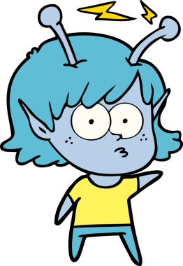 Bir insan tarafından çizilmiş uzaylı kız.