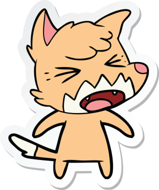 Bir insan tarafından çizilmiş kızgın bir tilkinin çıkartması.