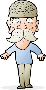 Bir insan tarafından çizilmiş kış şapkası takan çizgi film adamı.