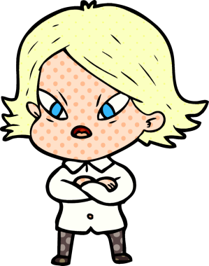 Çizgi film bir insan tarafından çizilmiş stresli kadın.