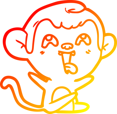 İnsan tarafından çizilmiş çılgın bir çizgi maymunun sıcak çizgi çizimi