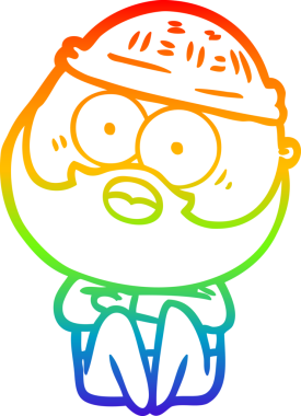 Gökkuşağı gradyan çizgi çizimi Bir insan tarafından çizilen sakallı adam şaşırttı