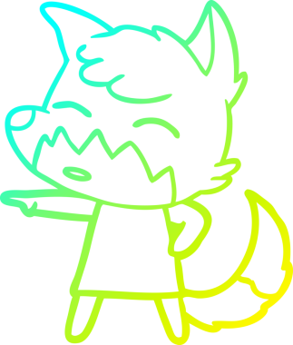 Bir insan tarafından çizilmiş bir tilki çizgi filminin soğuk çizgisi.