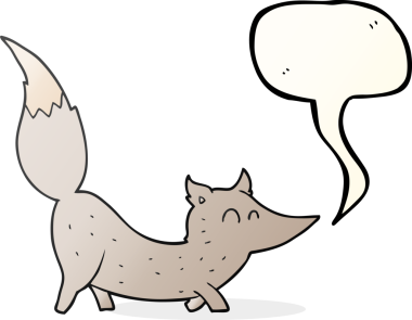 Bir insan tarafından çizilmiş serbest konuşma balonu çizgi filmi küçük kurt.