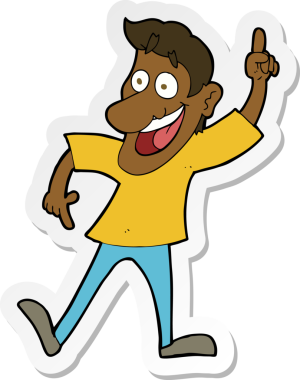 Bir insan tarafından çizilmiş harika bir fikri olan bir karikatürcünün çıkartması.