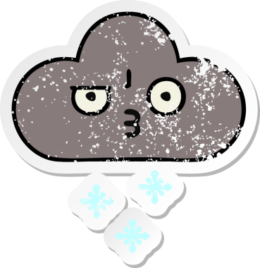 Bir insan tarafından çizilmiş fırtına bulutu gibi tatlı bir karikatür çıkartması.