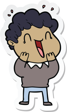 Bir insan tarafından çizilmiş mutlu bir adamın çıkartması.