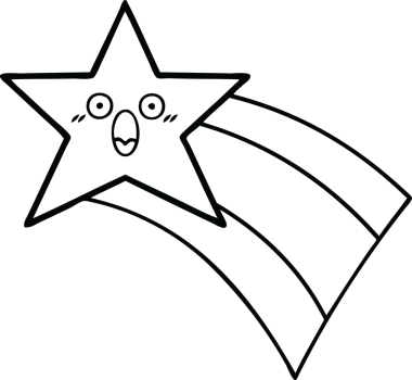 Bir insan tarafından çizilmiş kayan gökkuşağı yıldızının çizgi çizimi