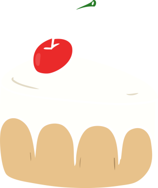 Bir insan tarafından çizilmiş düz renkli çizgi film tatlısı