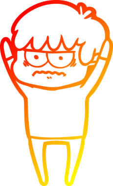 Bir insan tarafından çizilmiş kızgın çizgi film çocuğunun sıcak çizgi çizimi.