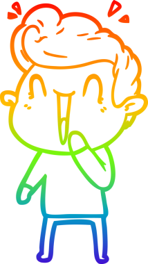 Gökkuşağı gradyanı çizimi bir insan tarafından çizilmiş heyecanlı bir çizgi film