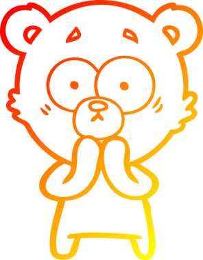 Bir insan tarafından çizilmiş kaygılı bir ayı karikatürünün sıcak çizgi çizimi