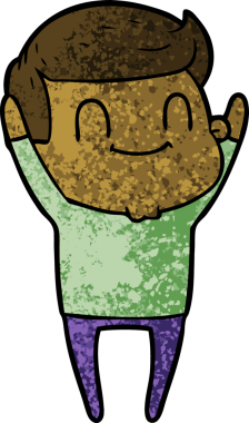 Bir insan tarafından çizilmiş çizgi film dostu bir adam.