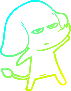 Bir insan tarafından çizilmiş soğuk bir çizgi film filinin çizimi.